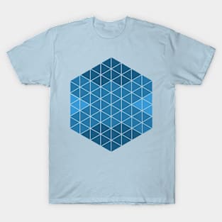 Blue Abstract Triangle Sacred Geometry Design T-Shirt